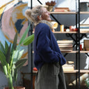 Pull col rond Christina — mohair bleu lumineux - Quintessence