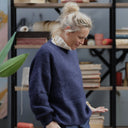 Pull col rond Christina — mohair bleu marine - Quintessence