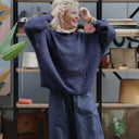 Pull col rond Christina — mohair bleu marine - Quintessence