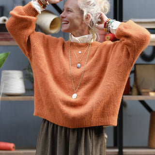 Pull col rond Christina — mohair cannelle