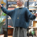 Pull col rond Christina — mohair céladon - Quintessence