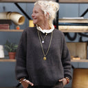 Pull col rond Christina — mohair chocolat - Quintessence