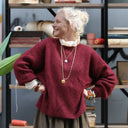 Pull col rond Christina — mohair lie de vin - Quintessence