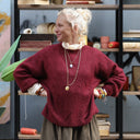 Pull col rond Christina — mohair lie de vin - Quintessence