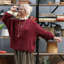 Pull col rond Christina — mohair lie de vin - Quintessence