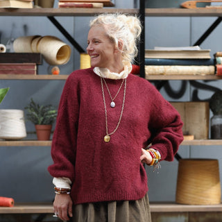 Pull col rond Christina — mohair lie de vin