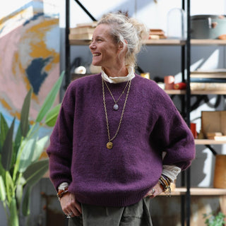 Pull col rond Christina — mohair prune