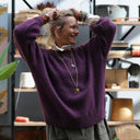 Pull col rond Christina — mohair prune - Quintessence
