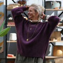 Pull col rond Christina — mohair prune - Quintessence