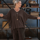 Pull col V Sélény — maille douce choco - Quintessence