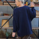 Pull col V Sélény — maille douce marine - Quintessence