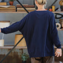 Pull col V Sélény — maille douce marine - Quintessence