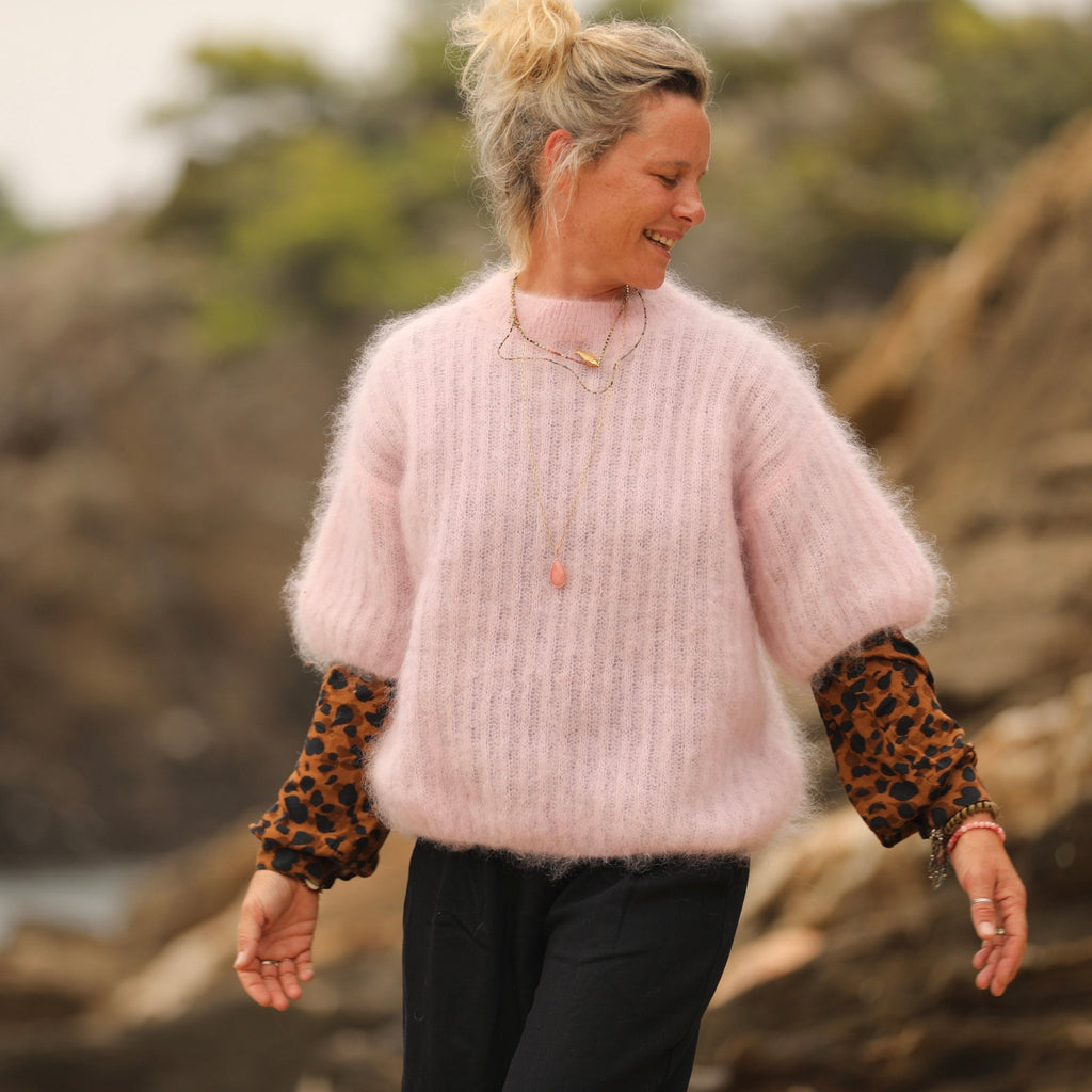 Pull Col Vison Laine Rose Blumarine Taille S (IT 38 US 4) - Collection Automne/hiver 2003