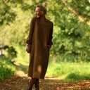 Robe Adélaïde — Seersucker vichy miel & chocolat - Quintessence