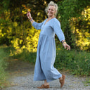 Robe Agathe Coton lavé plumetis Bleu Atlantique | Quintessence