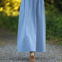 Robe Agathe Coton lavé plumetis Bleu Atlantique | Quintessence
