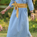 Robe Agathe Coton lavé plumetis Bleu Atlantique | Quintessence