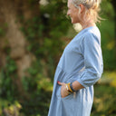 Robe Agathe Coton lavé plumetis Bleu Atlantique | Quintessence
