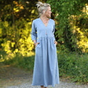 Robe Agathe Coton lavé plumetis Bleu Atlantique | Quintessence