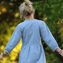 Robe Agathe Coton lavé plumetis Bleu Atlantique | Quintessence