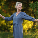 Robe Agathe Lin Bleu brume | Quintessence
