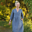 Robe Agathe Lin Bleu brume | Quintessence