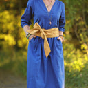 Robe Agathe Lin Bleu majorelle | Quintessence