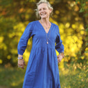 Robe Agathe Lin Bleu majorelle | Quintessence