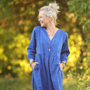 Robe Agathe Lin Bleu majorelle | Quintessence