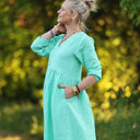 Robe Agathe Lin chiné Vert peps | Quintessence
