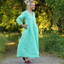 Robe Agathe Lin chiné Vert peps | Quintessence