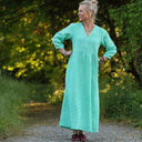 Robe Agathe Lin chiné Vert peps | Quintessence