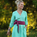 Robe Agathe Lin chiné Vert peps | Quintessence