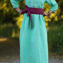 Robe Agathe Lin chiné Vert peps | Quintessence
