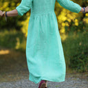 Robe Agathe Lin chiné Vert peps | Quintessence