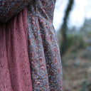 Robe Allegra - Satin de coton fleuri moka - Quintessence