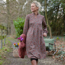 Robe Allegra - Satin de coton fleuri moka - Quintessence