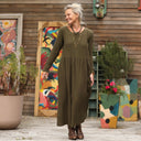 Robe Anaëlle - Double gaze de coton kaki - Quintessence