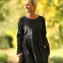 Robe Anaëlle - Flanelle tartan noir, ivoire et camel - Quintessence