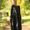 Robe Anaëlle - Flanelle tartan noir, ivoire et camel - Quintessence