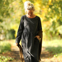 Robe Anaëlle - Flanelle tartan noir, ivoire et camel - Quintessence