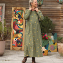 Robe Anaëlle - Velours kaki Citronné - Quintessence