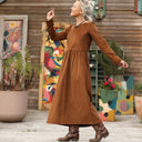 Robe Anaëlle - Velours milleraies Camel - Quintessence