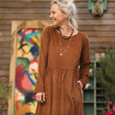 Robe Anaëlle - Velours milleraies Camel - Quintessence