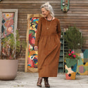 Robe Anaëlle - Velours milleraies Camel - Quintessence