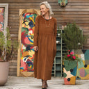 Robe Anaëlle - Velours milleraies Camel - Quintessence