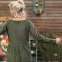 Robe Anaëlle - Velours milleraies kaki - Quintessence