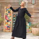 Robe Anaëlle - Velours milleraies marine - Quintessence