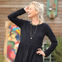 Robe Anaëlle - Velours milleraies marine - Quintessence