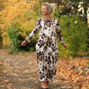 Robe Anaëlle - Viscose fleuri moka - Quintessence